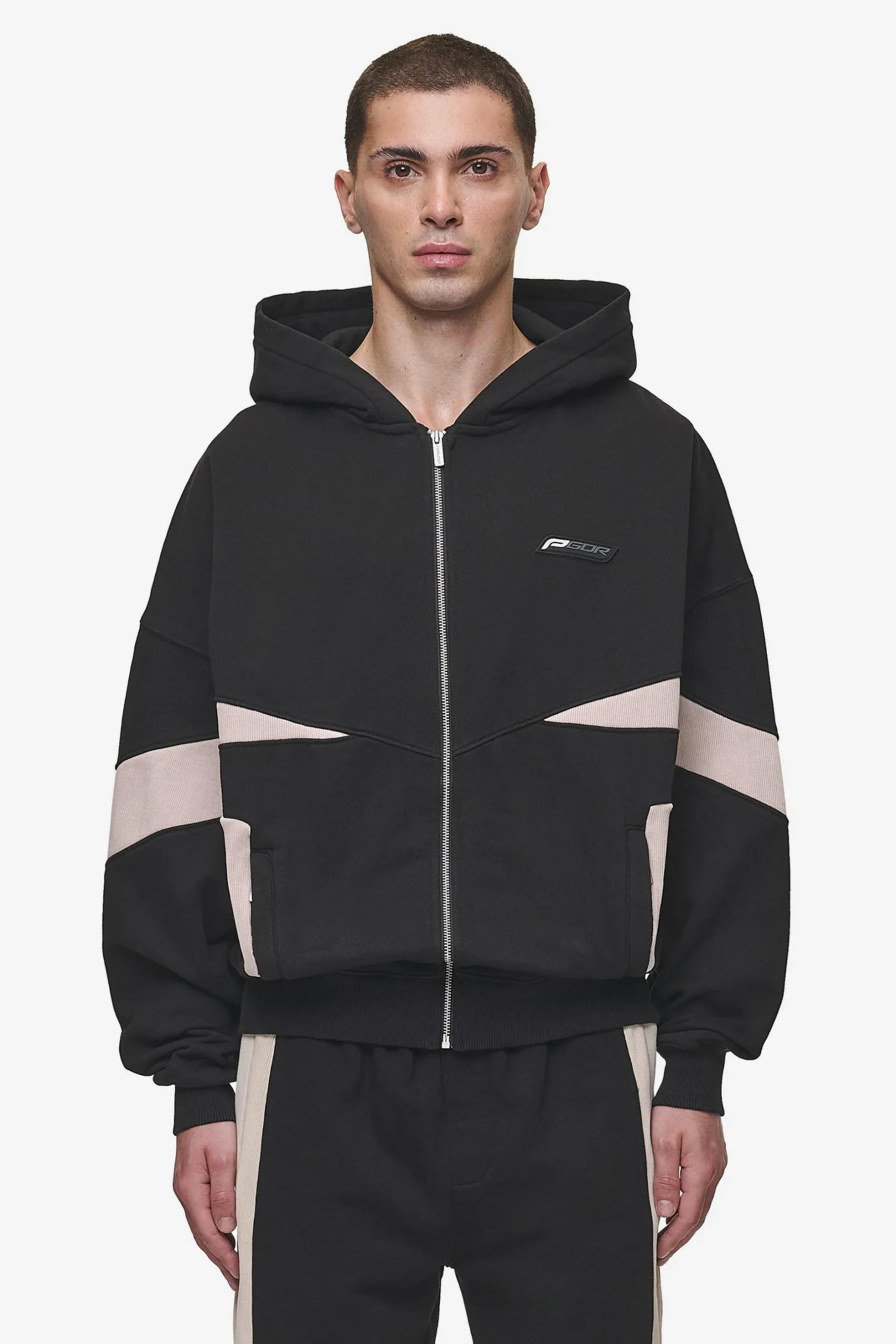 Pegador Aderno Boxy Sweat Jacket Washed Black Light Beige