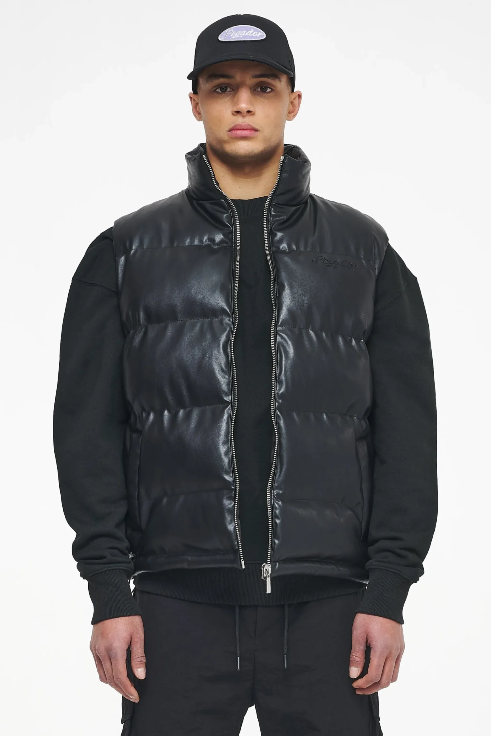 Pegador Arid Faux Leather Vest Black Ink