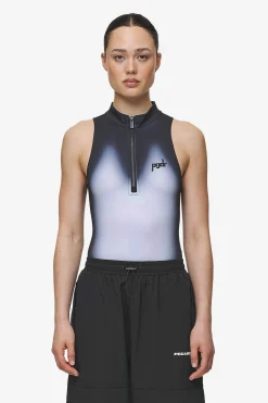 Pegador Ashira Sprayed Zip Bodysuit Black White