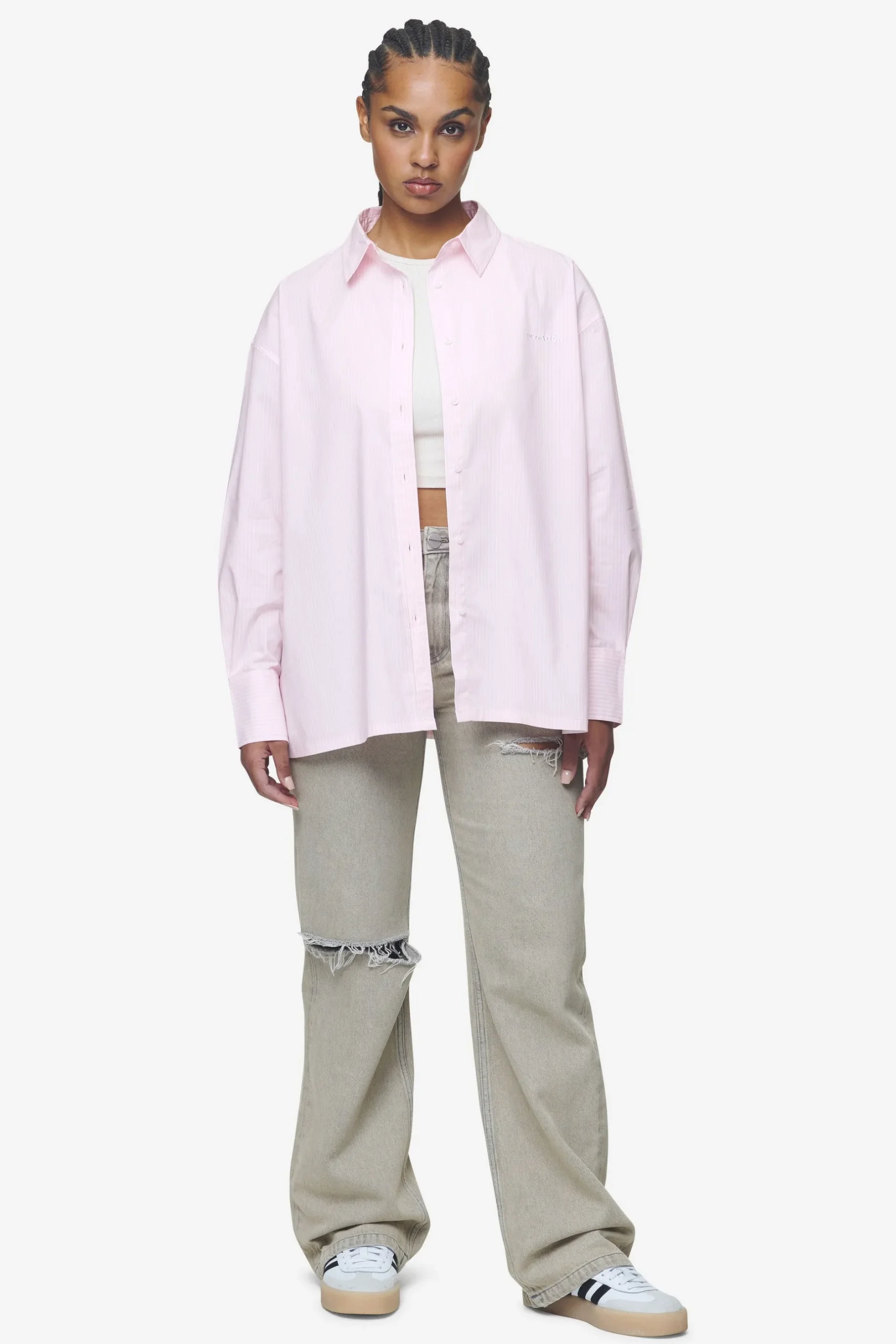Pegador Avenida Striped Oversized Overshirt Bubblegum White