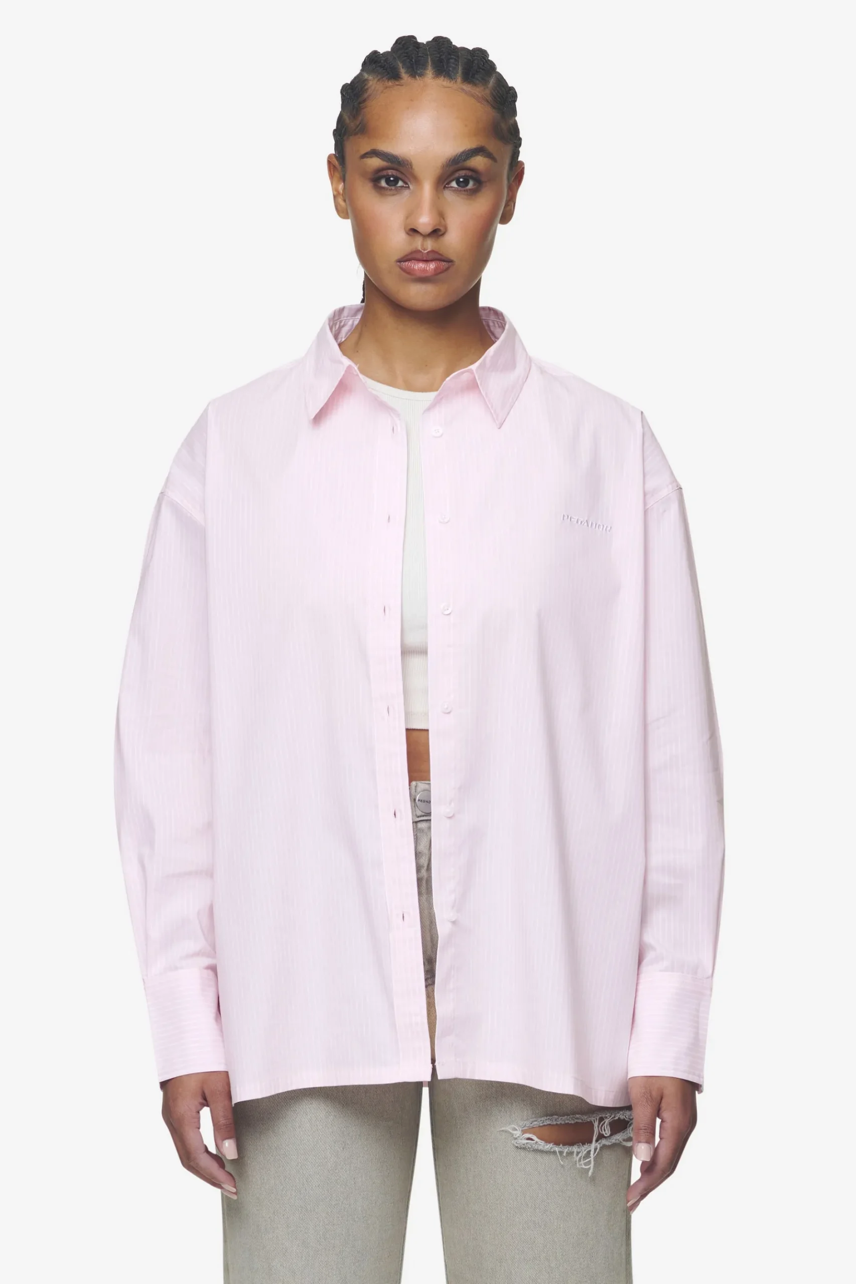 Pegador Avenida Striped Oversized Overshirt Bubblegum White