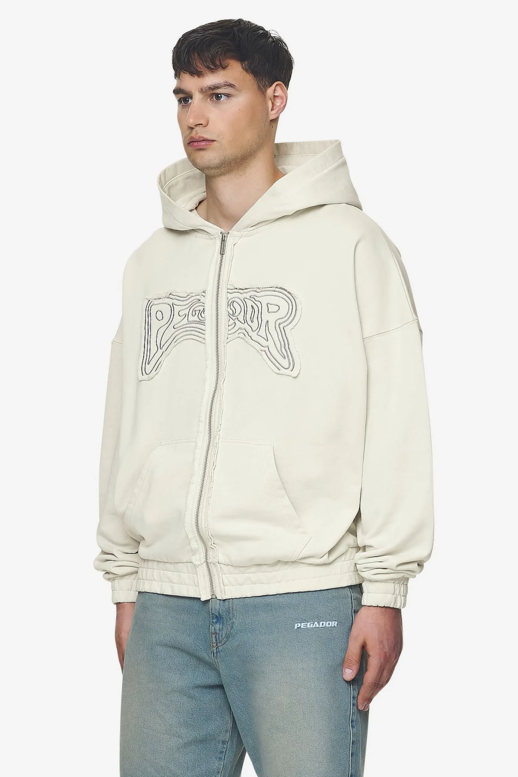 Pegador Avon Boxy Sweat Jacket Washed Salty Cream