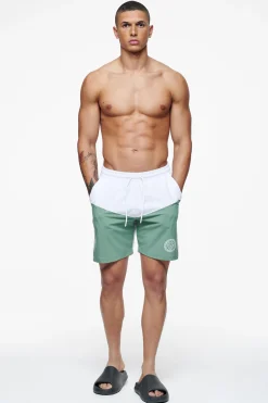 Pegador Baker Swim Shorts White Cypress Green