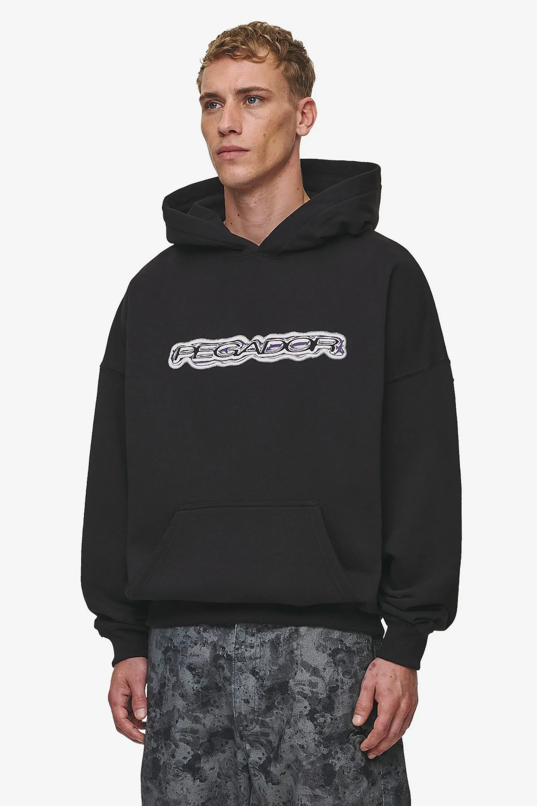 Pegador Baxter Boxy Hoodie Washed Black