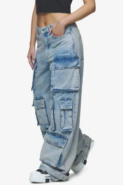 Pegador Celina High Waist Cargo Jeans Washed Pale Blue