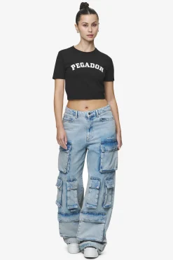 Pegador Celina High Waist Cargo Jeans Washed Pale Blue