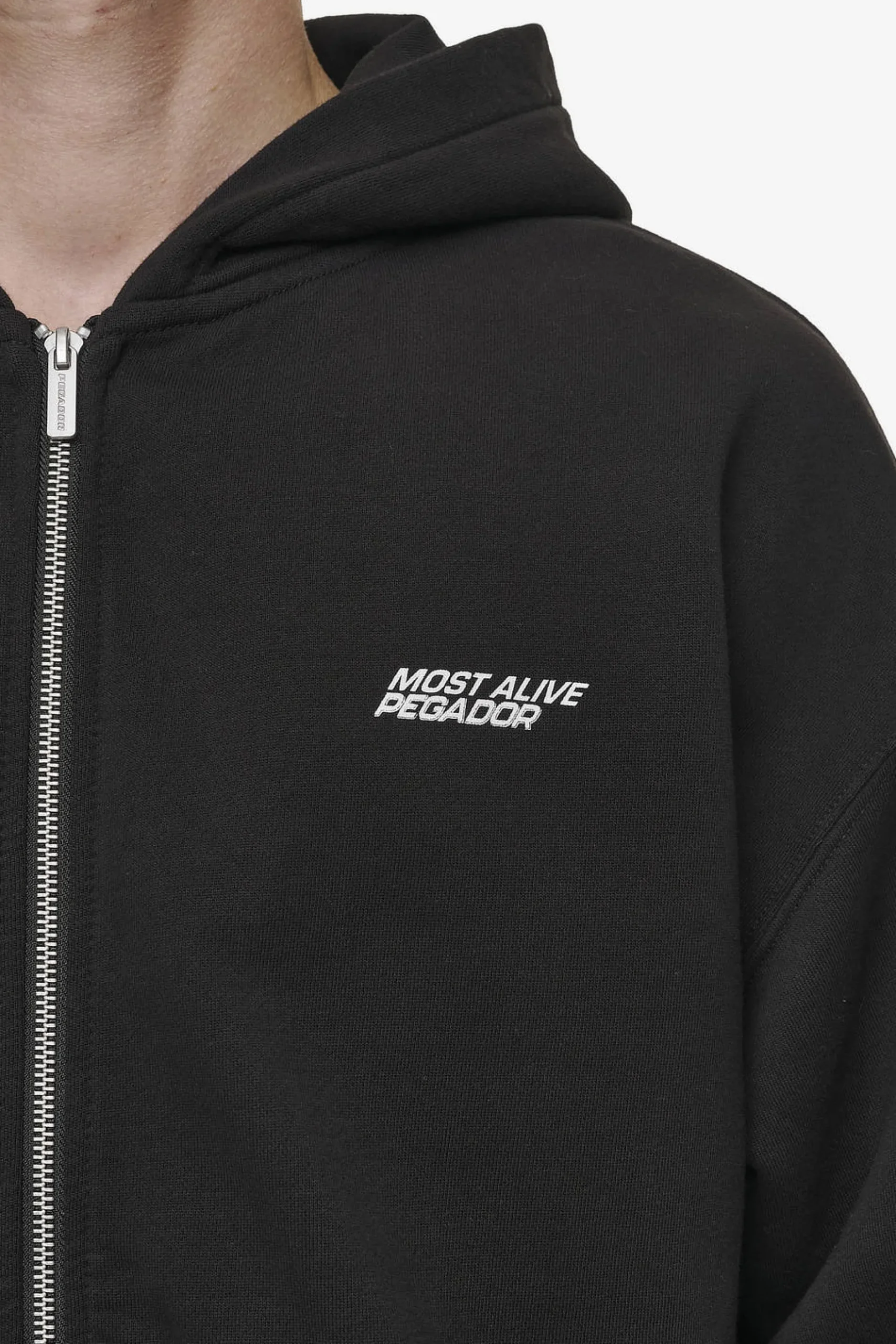 Pegador Clayton Oversized Sweat Jacket Washed Black