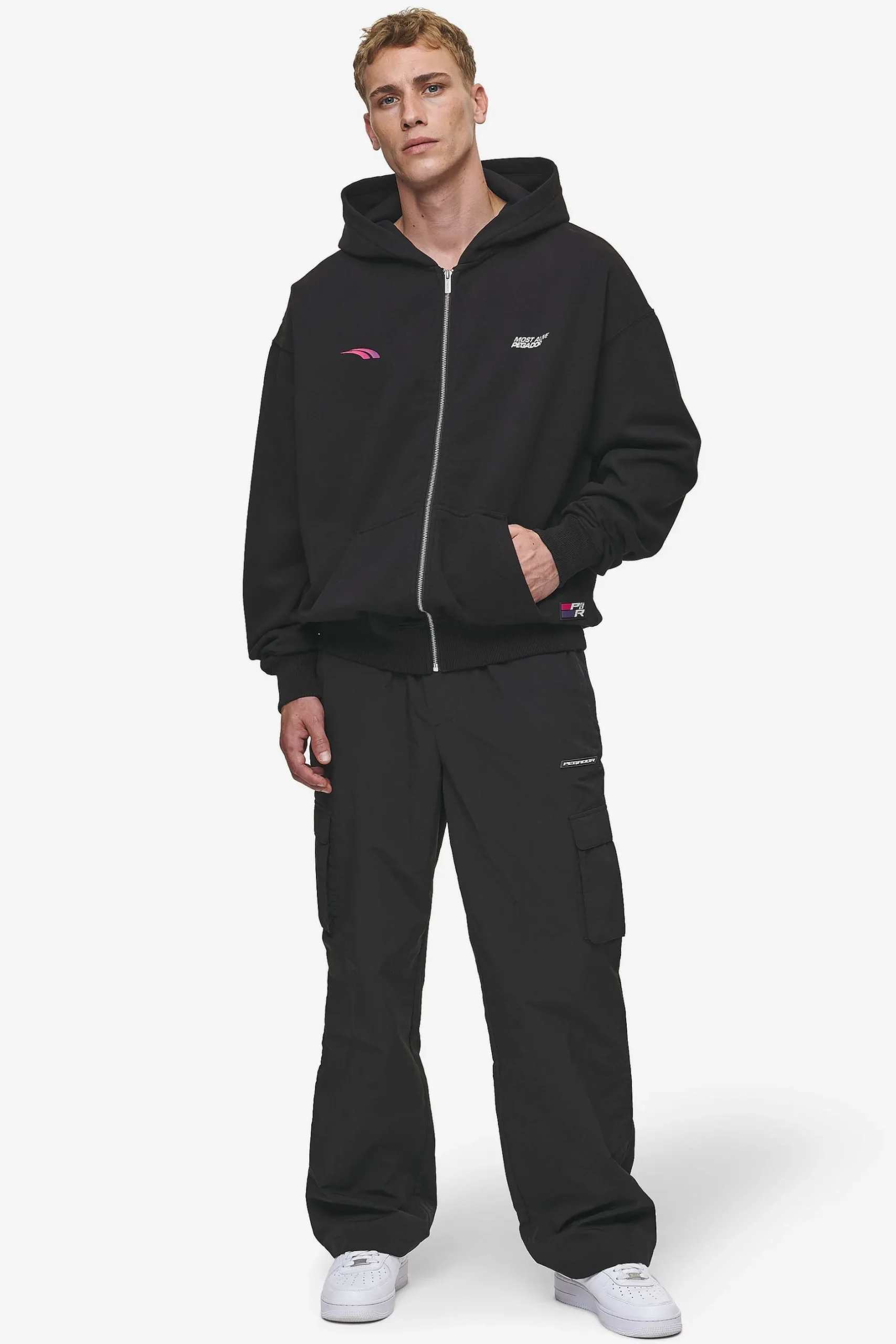 Pegador Clayton Oversized Sweat Jacket Washed Black