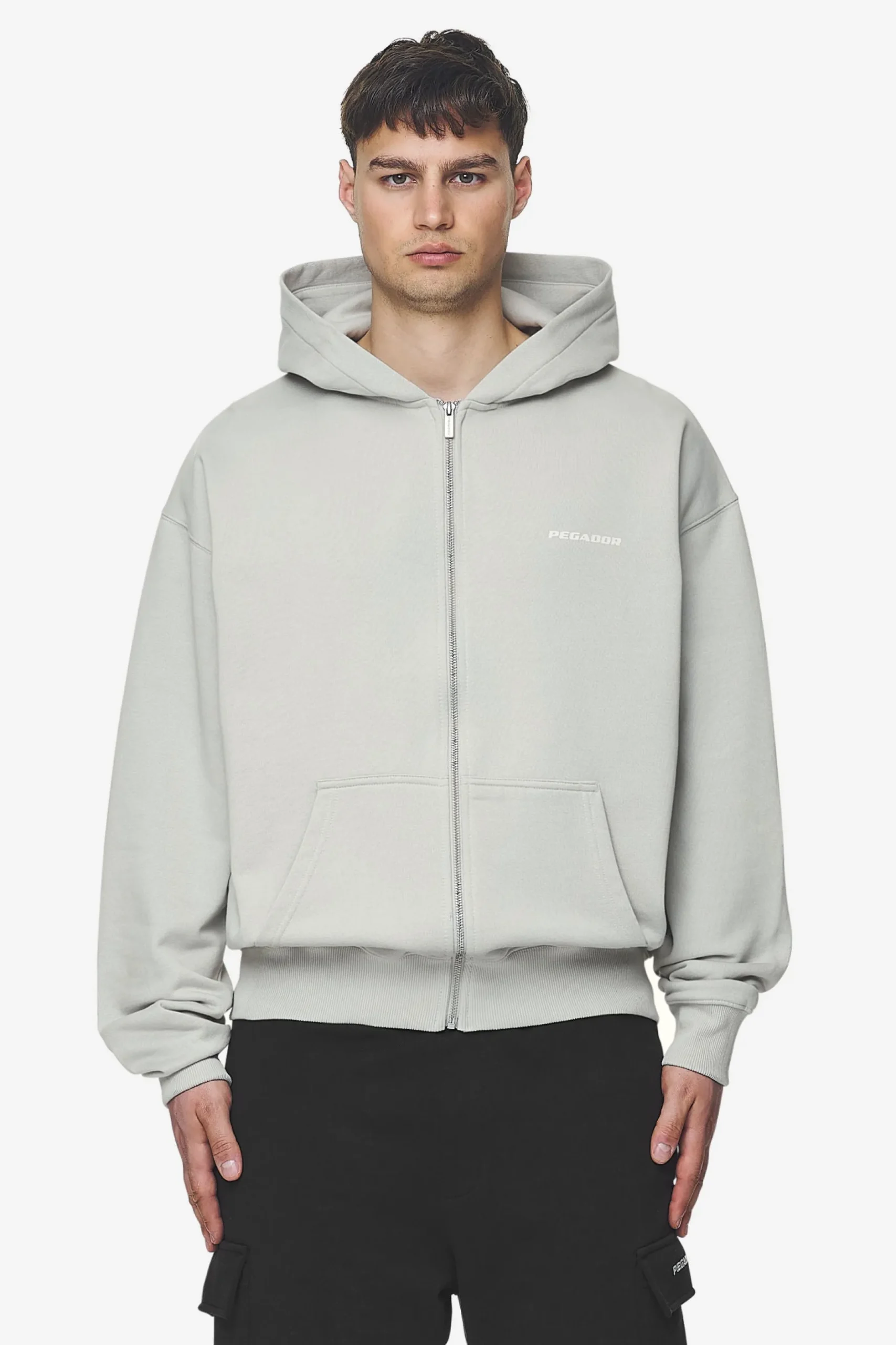 Pegador Colne Logo Oversized Sweat Jacket Salty Cream