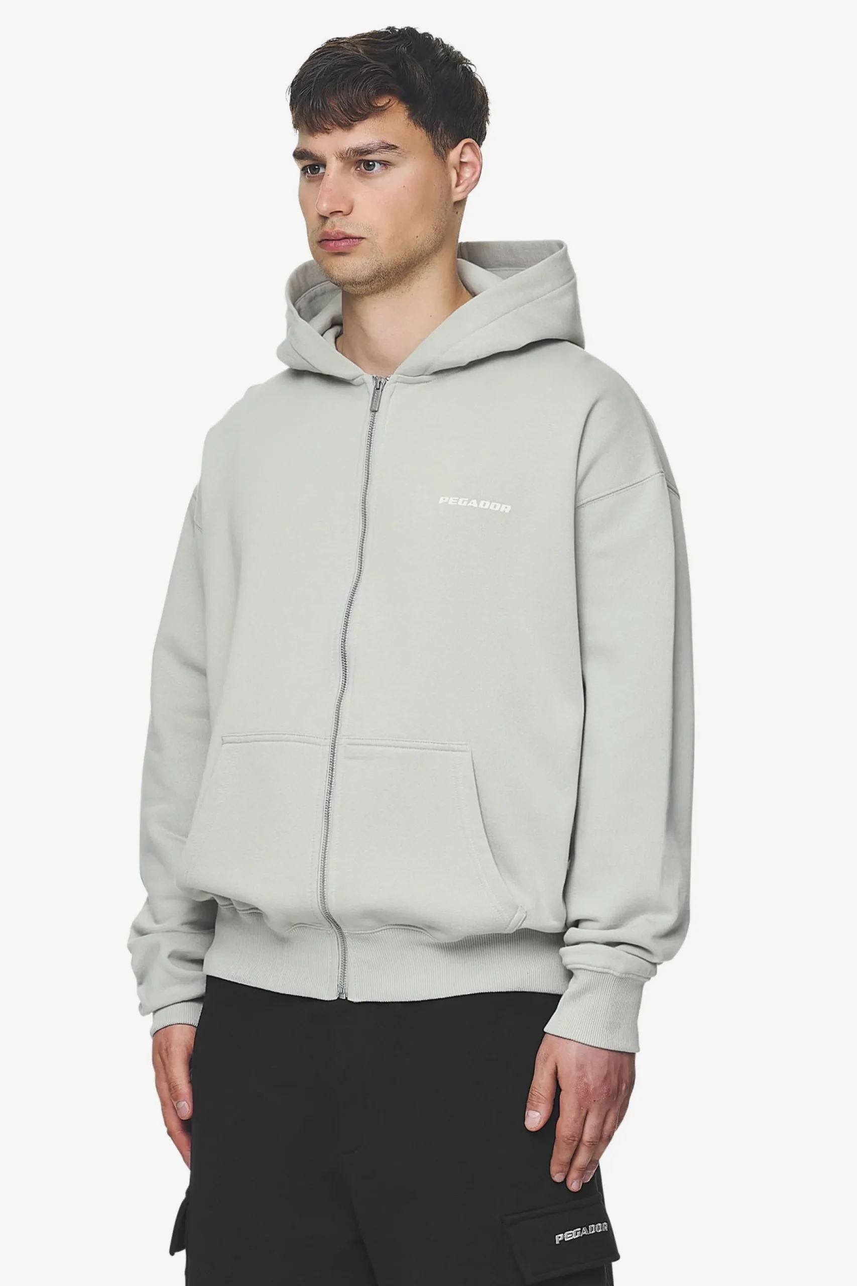 Pegador Colne Logo Oversized Sweat Jacket Salty Cream