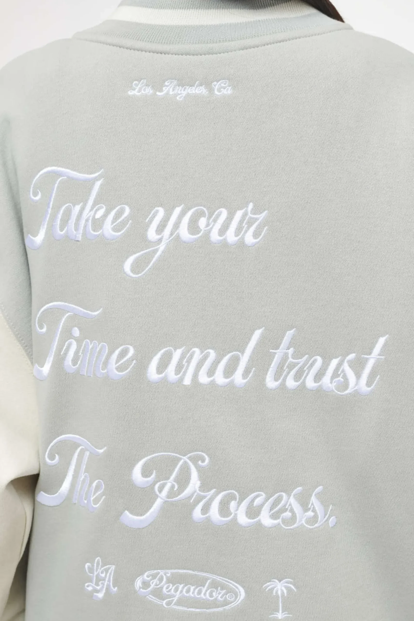 Pegador Dale Oversized Varsity Jacket Vintage Washed Quiet Gray Angels Cream