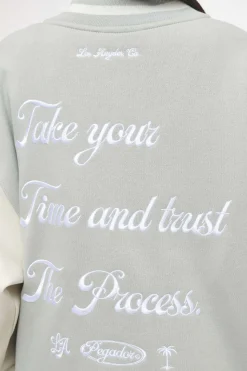 Pegador Dale Oversized Varsity Jacket Vintage Washed Quiet Gray Angels Cream