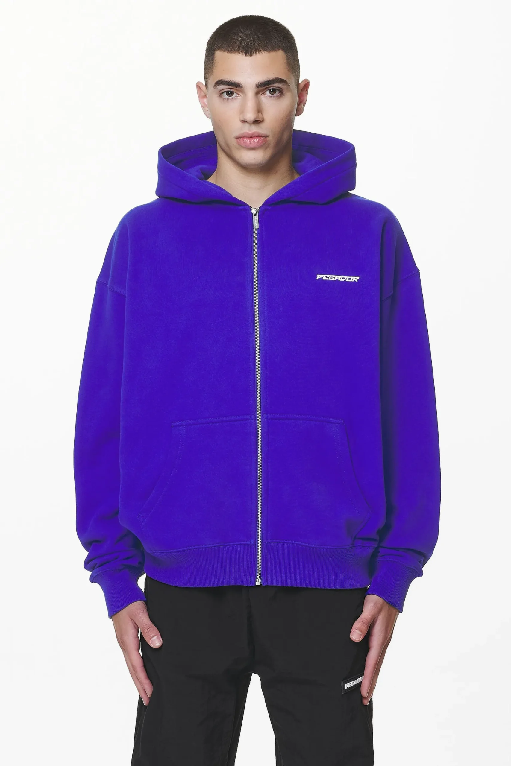 Pegador Devon Oversized Sweat Jacket Washed Endless Blue