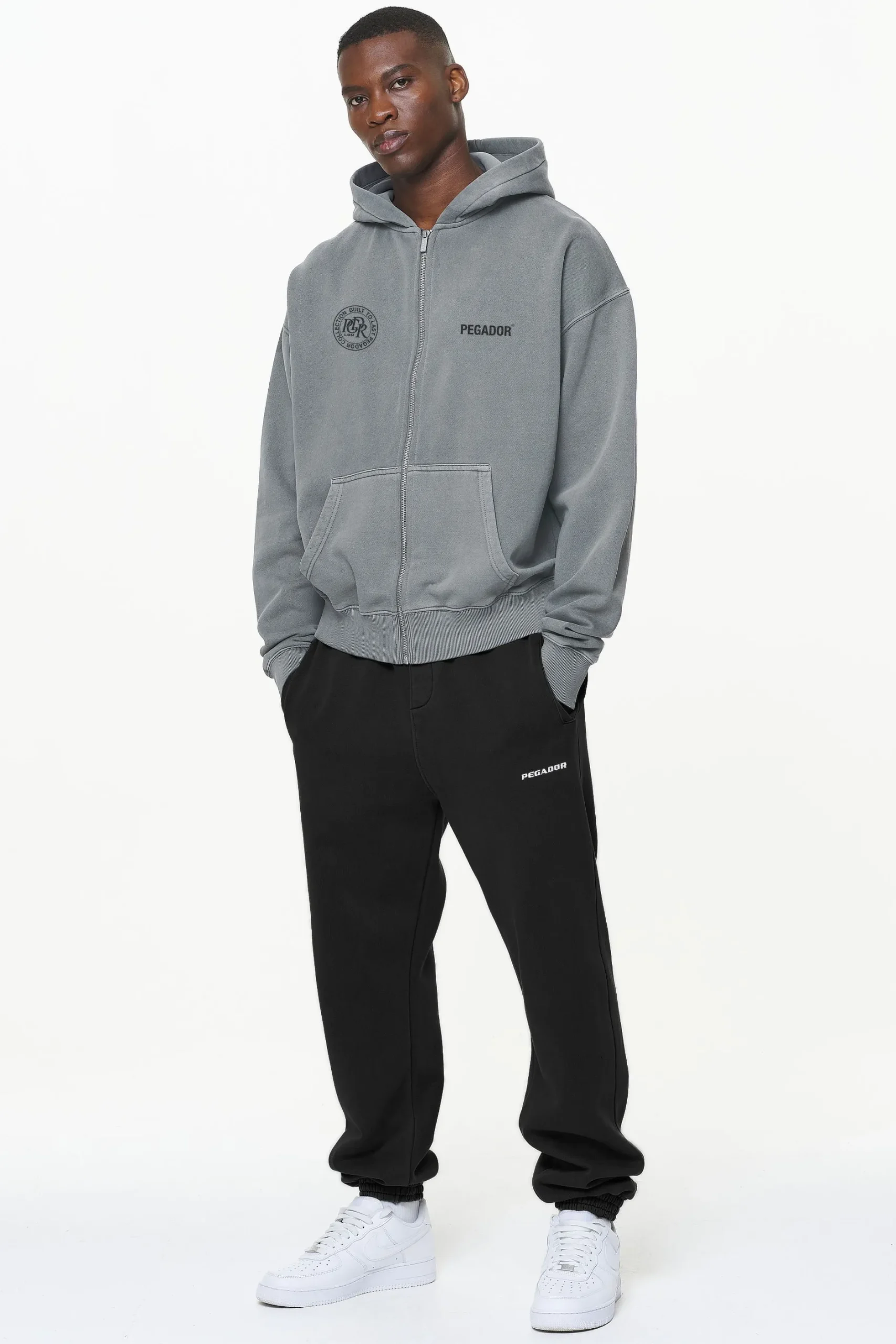 Pegador Dike Oversized Sweat Jacket Vintage Grey