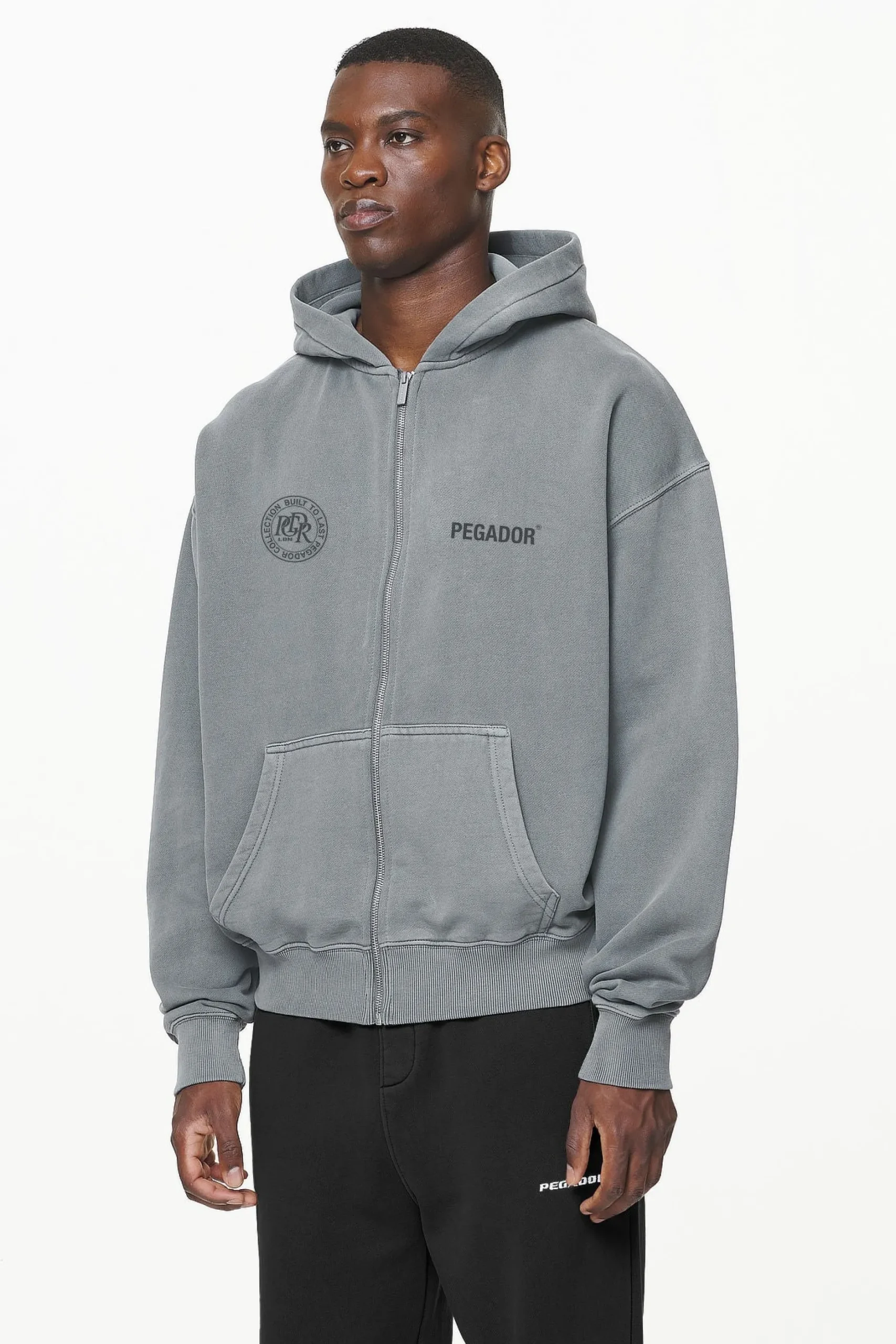 Pegador Dike Oversized Sweat Jacket Vintage Grey