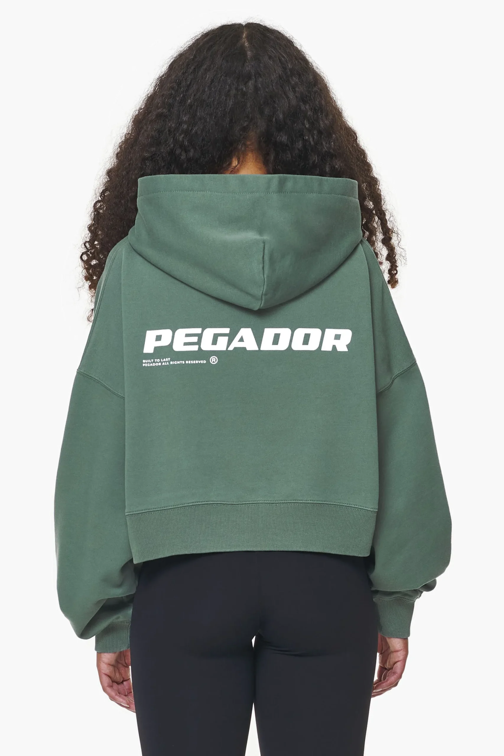 Pegador Dorothy Cropped Oversized Hoodie Vintage Washed Garden Green