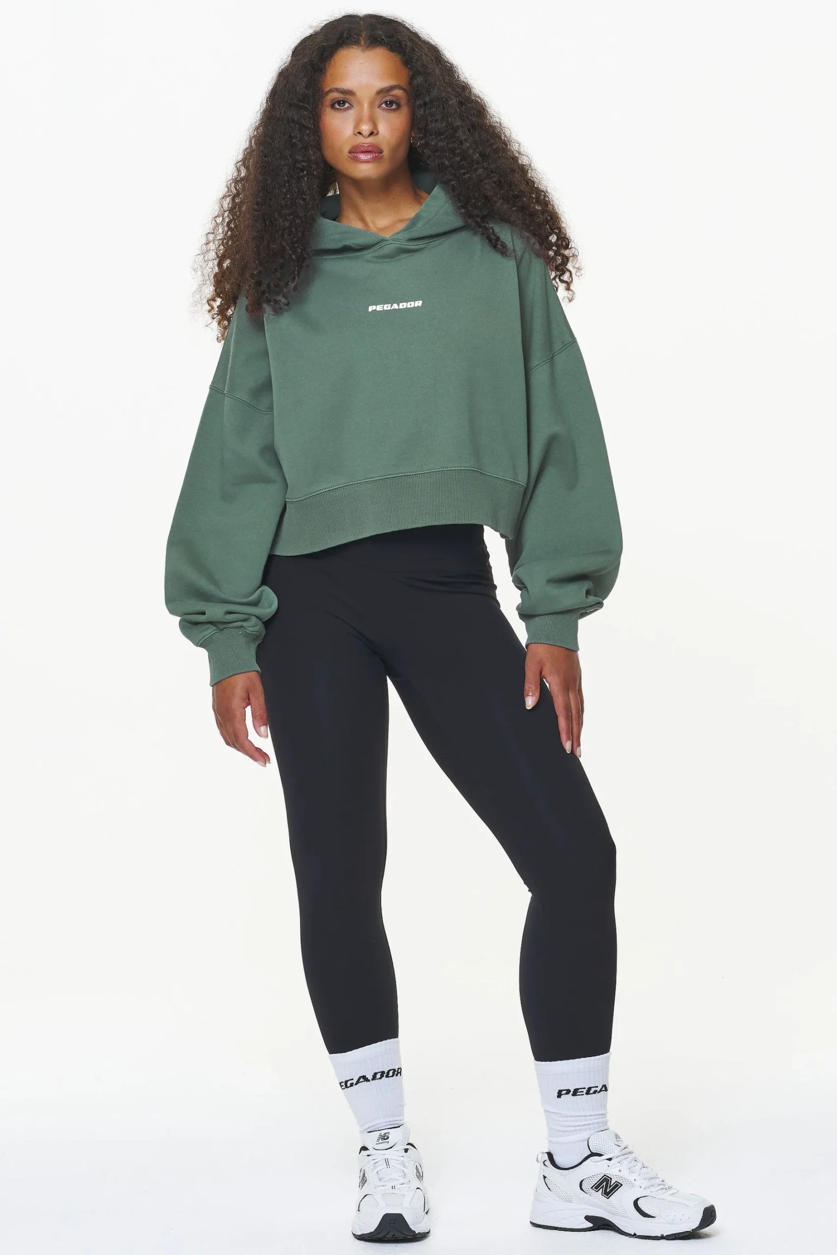 Pegador Dorothy Cropped Oversized Hoodie Vintage Washed Garden Green