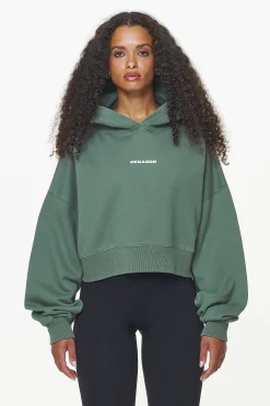 Pegador Dorothy Cropped Oversized Hoodie Vintage Washed Garden Green