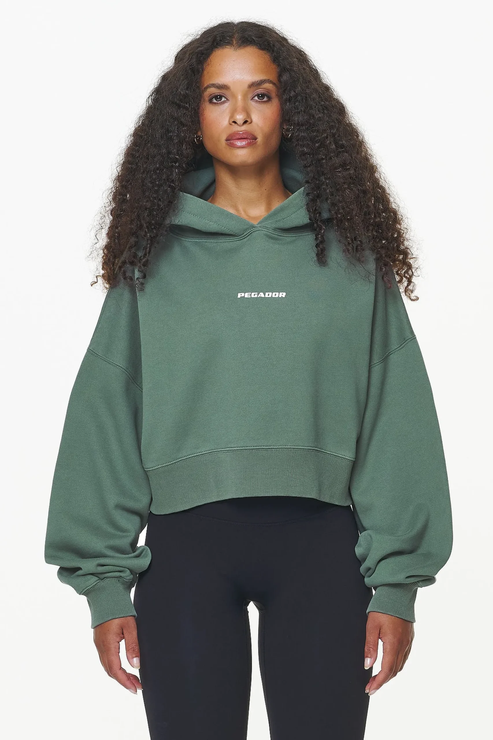 Pegador Dorothy Cropped Oversized Hoodie Vintage Washed Garden Green