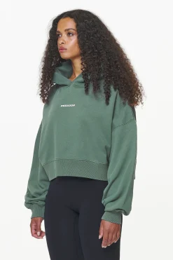 Pegador Dorothy Cropped Oversized Hoodie Vintage Washed Garden Green