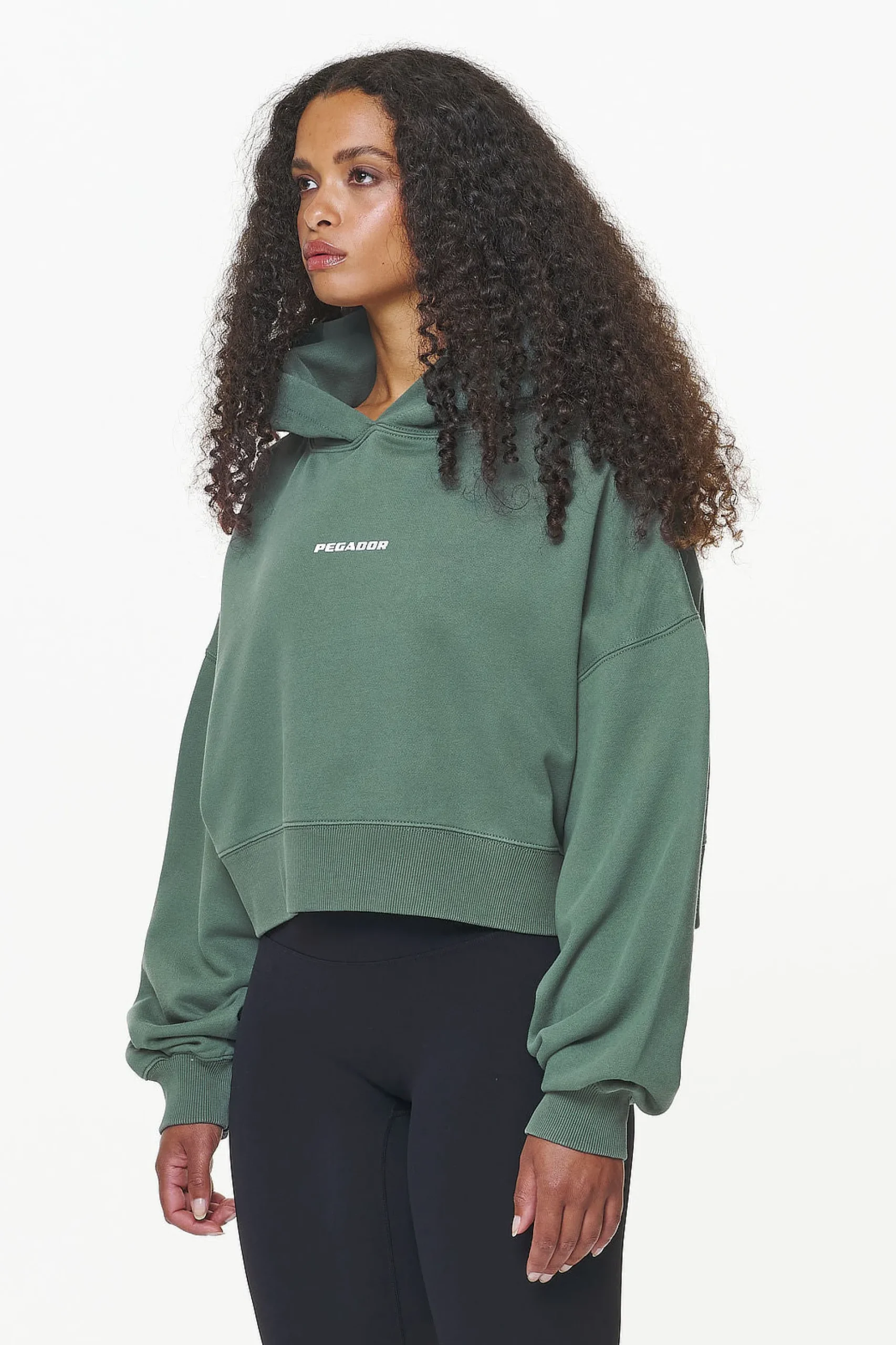 Pegador Dorothy Cropped Oversized Hoodie Vintage Washed Garden Green