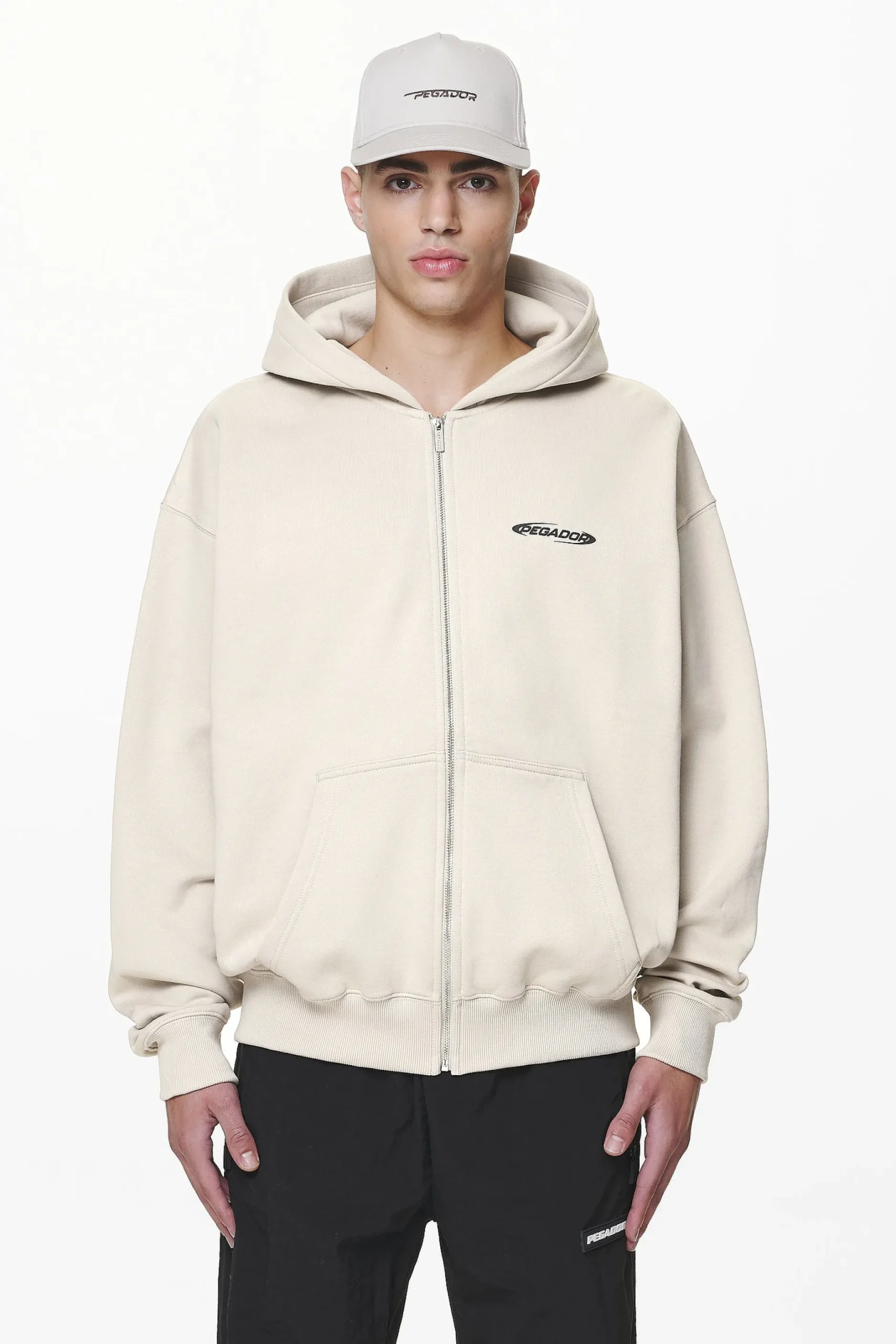 Pegador Furber Oversized Sweat Jacket Washed Dust Cream