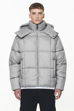 Pegador Gallan Cropped Monogram Puffer Jacket Rock Grey
