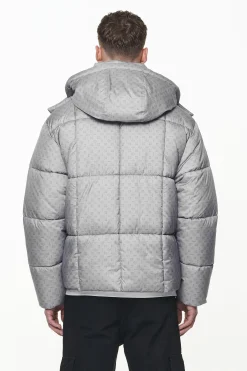 Pegador Gallan Cropped Monogram Puffer Jacket Rock Grey