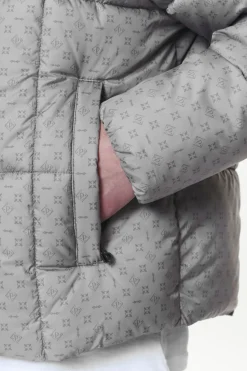 Pegador Gallan Cropped Monogram Puffer Jacket Rock Grey