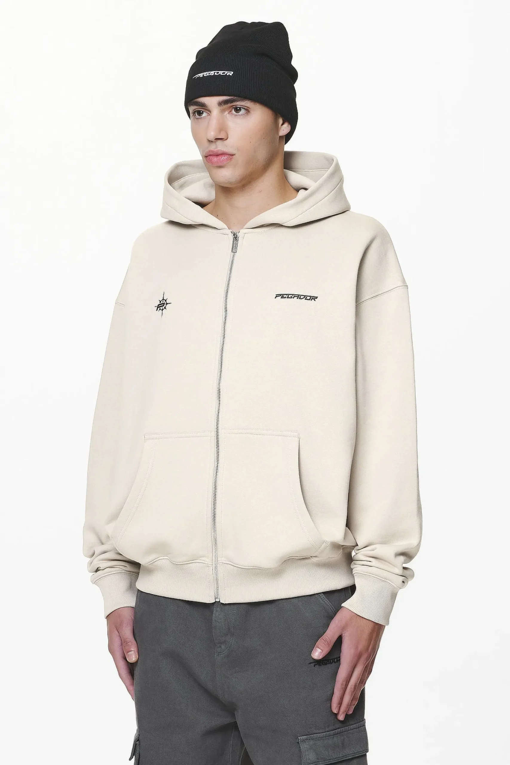 Pegador Gien Oversized Sweat Jacket Washed Dust Cream