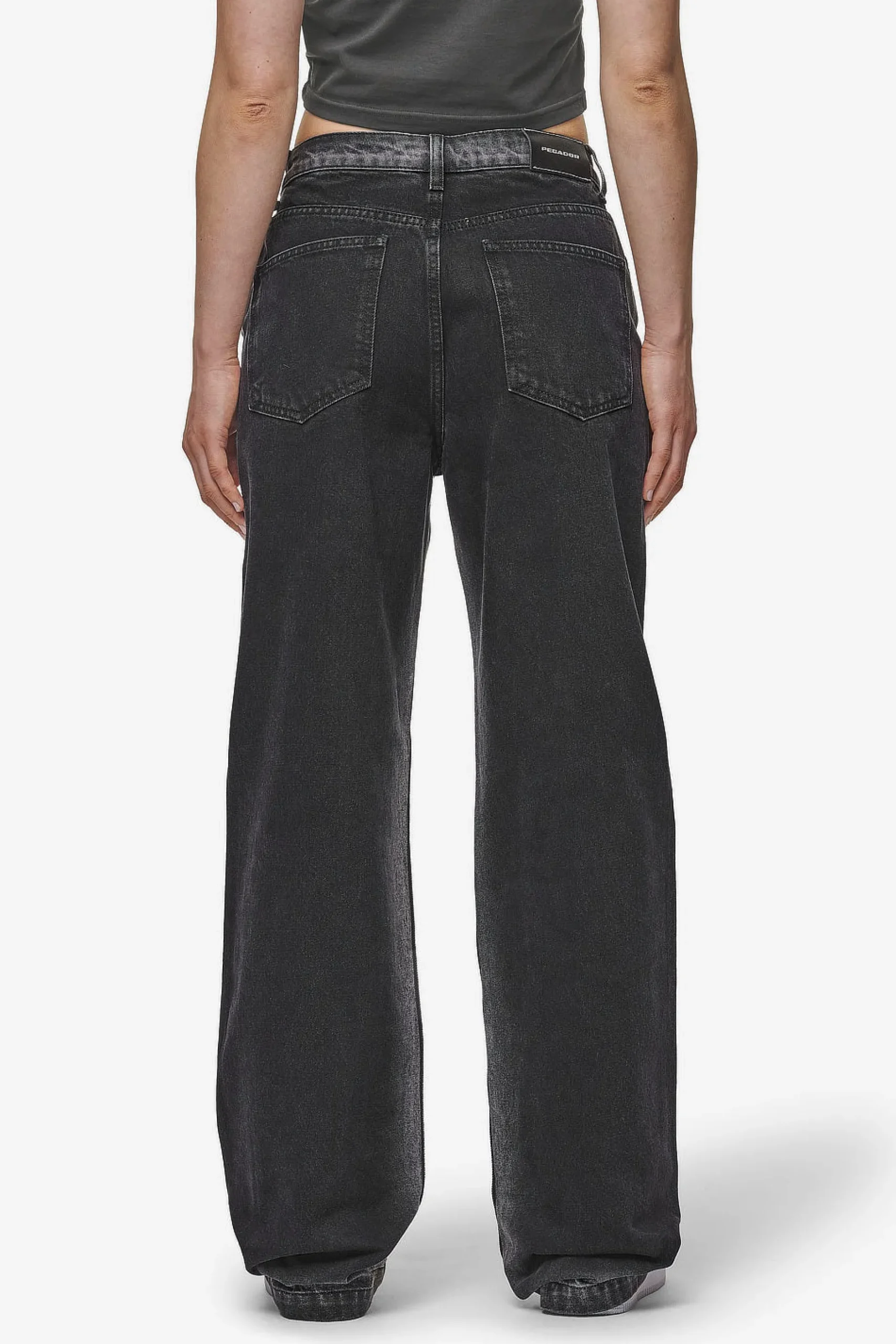 Pegador Gina Sprayed Wide Leg Jeans Washed Black White
