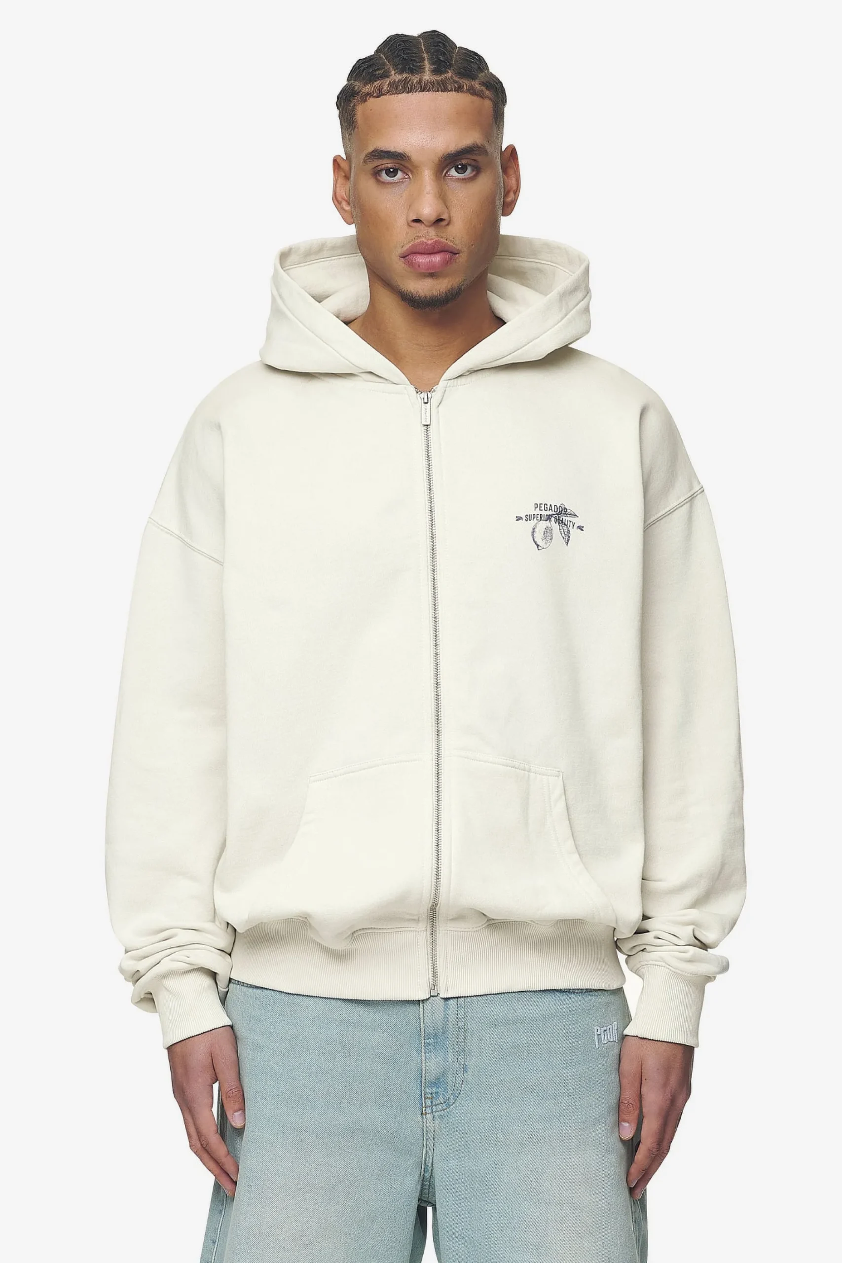 Pegador Goret Oversized Sweat Jacket Washed Salty Cream