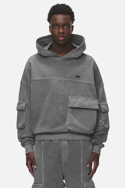 Pegador Harvey Terry Cargo Boxy Hoodie Vintage Grey