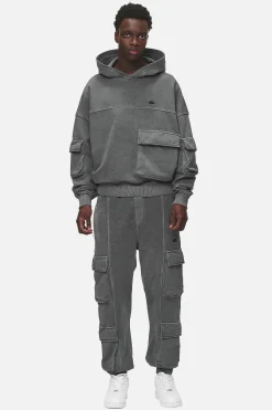Pegador Harvey Terry Cargo Boxy Hoodie Vintage Grey