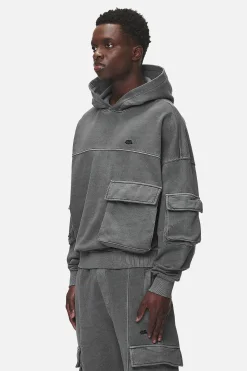 Pegador Harvey Terry Cargo Boxy Hoodie Vintage Grey