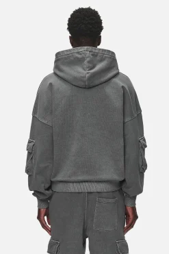 Pegador Harvey Terry Cargo Boxy Hoodie Vintage Grey