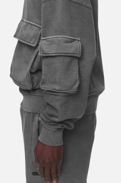 Pegador Harvey Terry Cargo Boxy Hoodie Vintage Grey