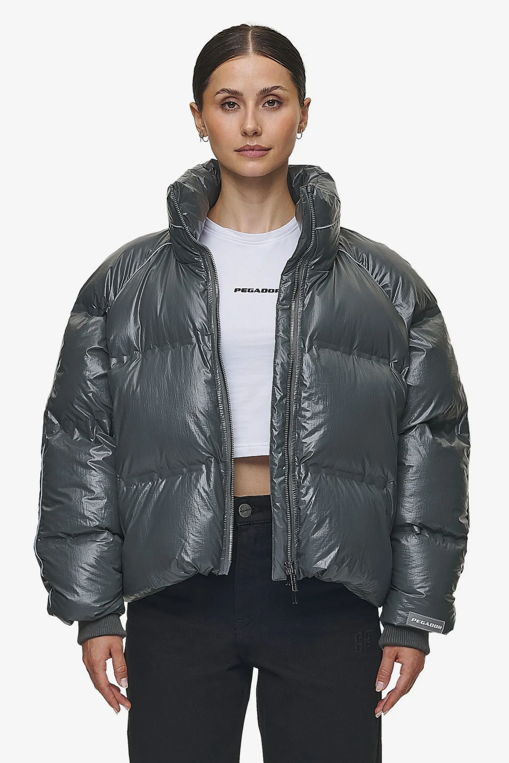 Pegador Henra Crushed Glossy Oversized Raglan Puffer Jacket