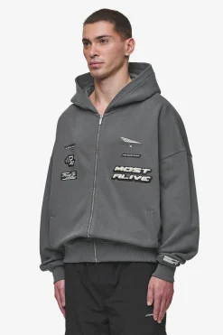 Pegador Hogan Boxy Sweat Jacket Washed Anthracite