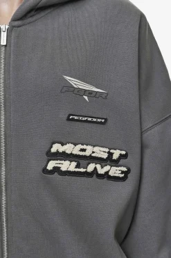 Pegador Hogan Boxy Sweat Jacket Washed Anthracite