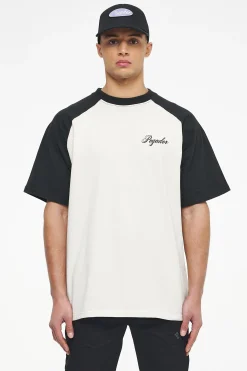 Pegador Hudson Raglan Oversized Tee Vintage Washed Angels Cream Black Ink