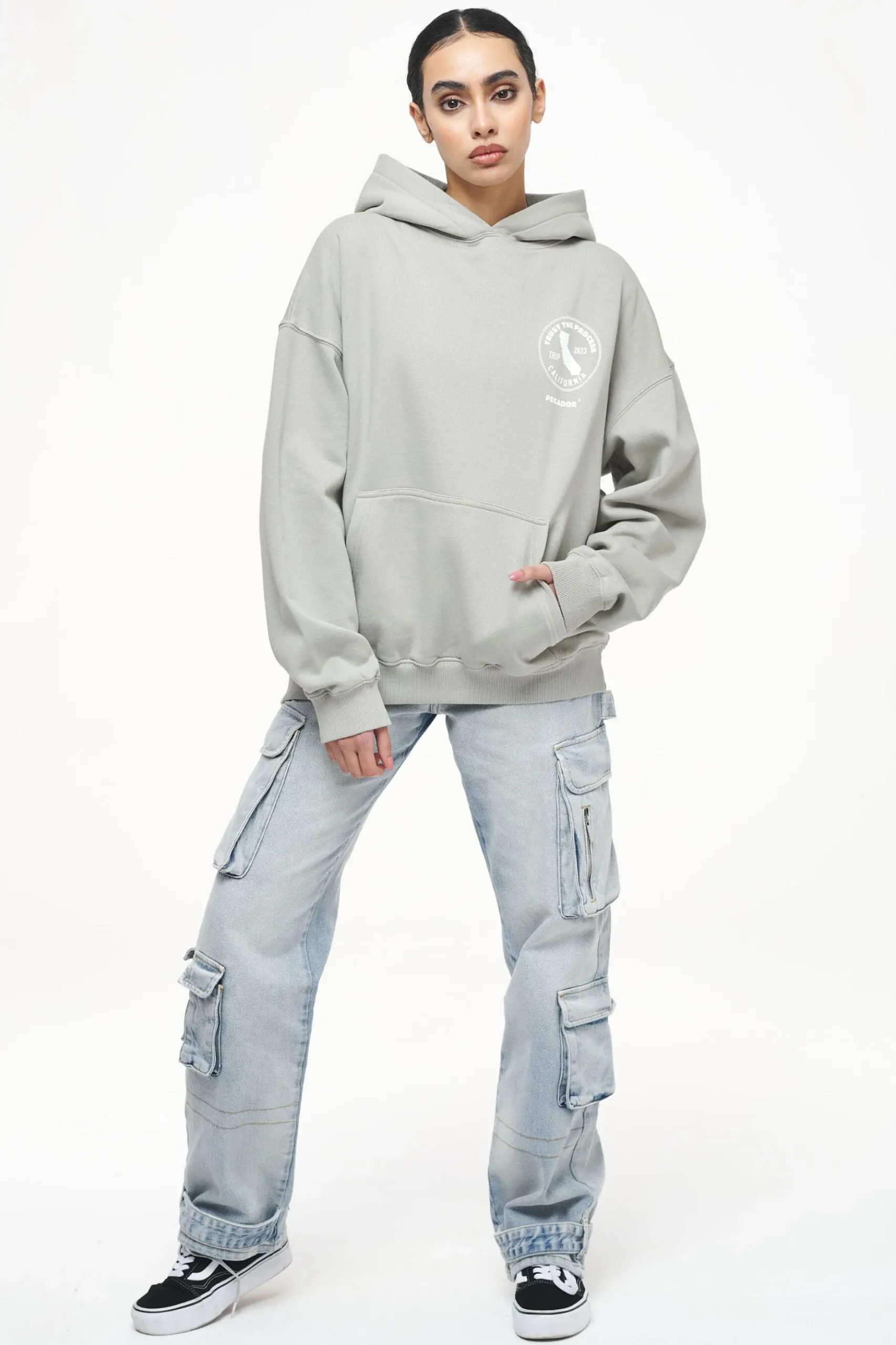 Pegador Jay Oversized Hoodie Vintage Washed Quiet Gray