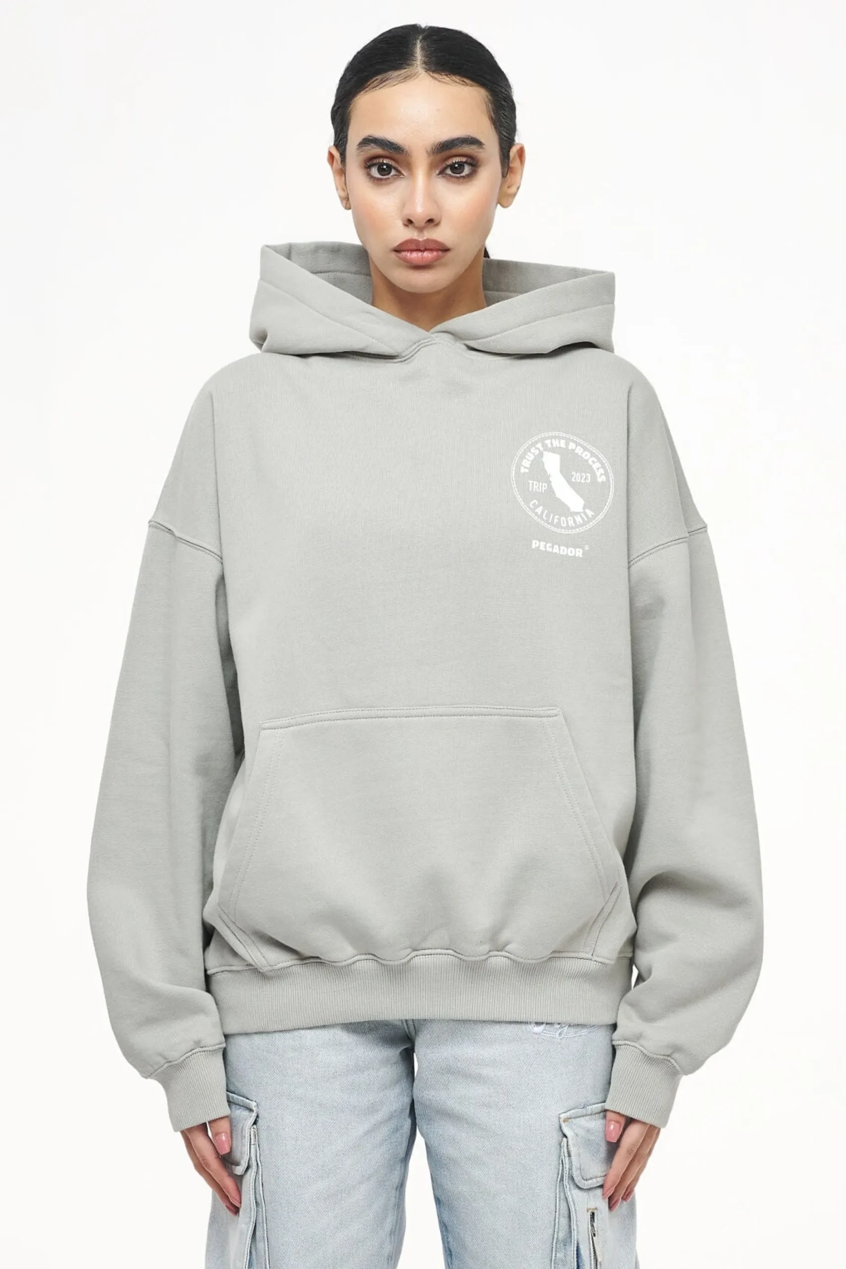 Pegador Jay Oversized Hoodie Vintage Washed Quiet Gray