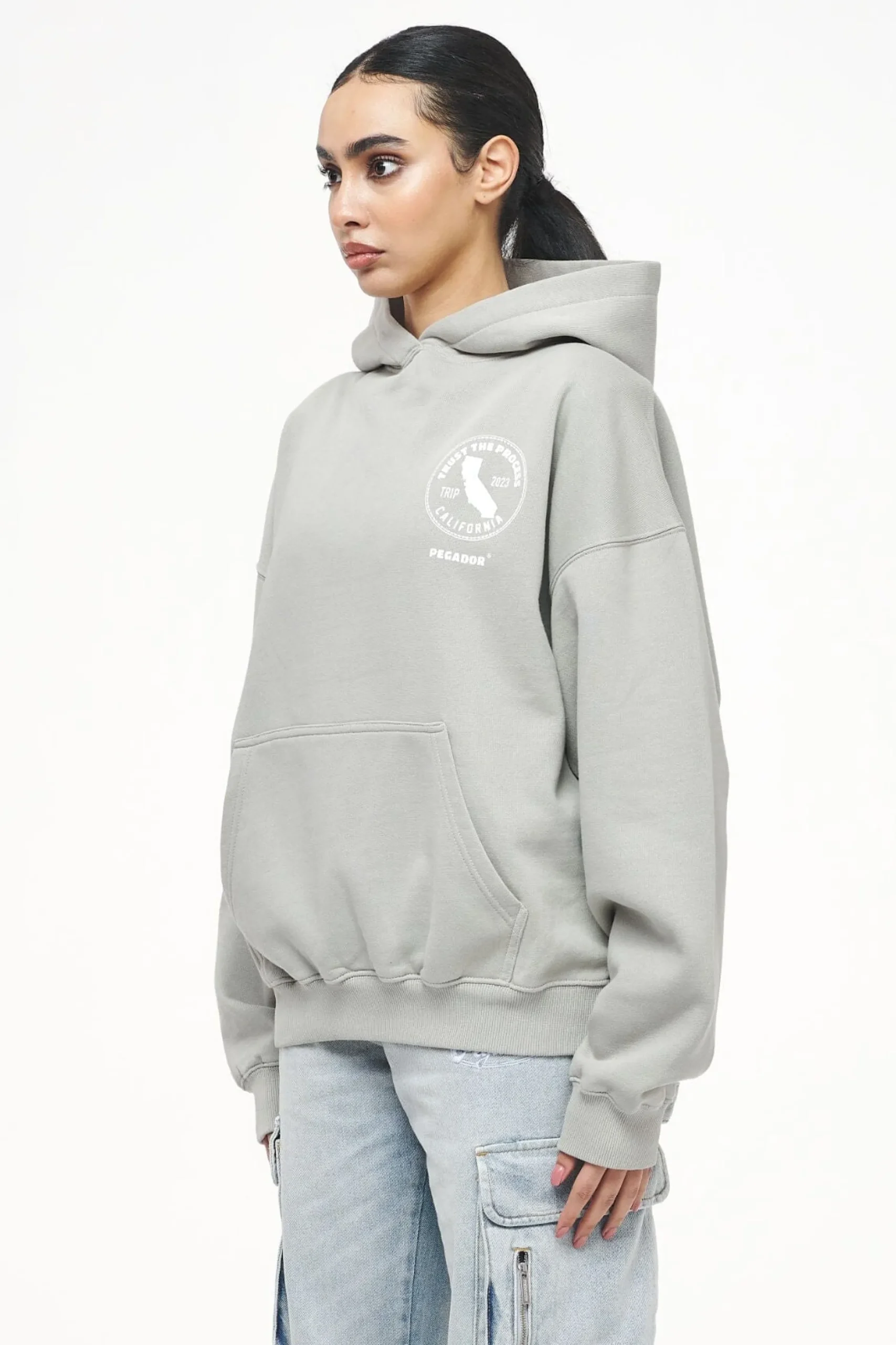 Pegador Jay Oversized Hoodie Vintage Washed Quiet Gray
