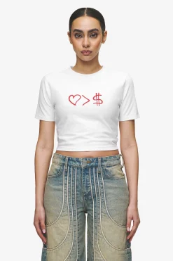Pegador Jayde Baby Tee White Red