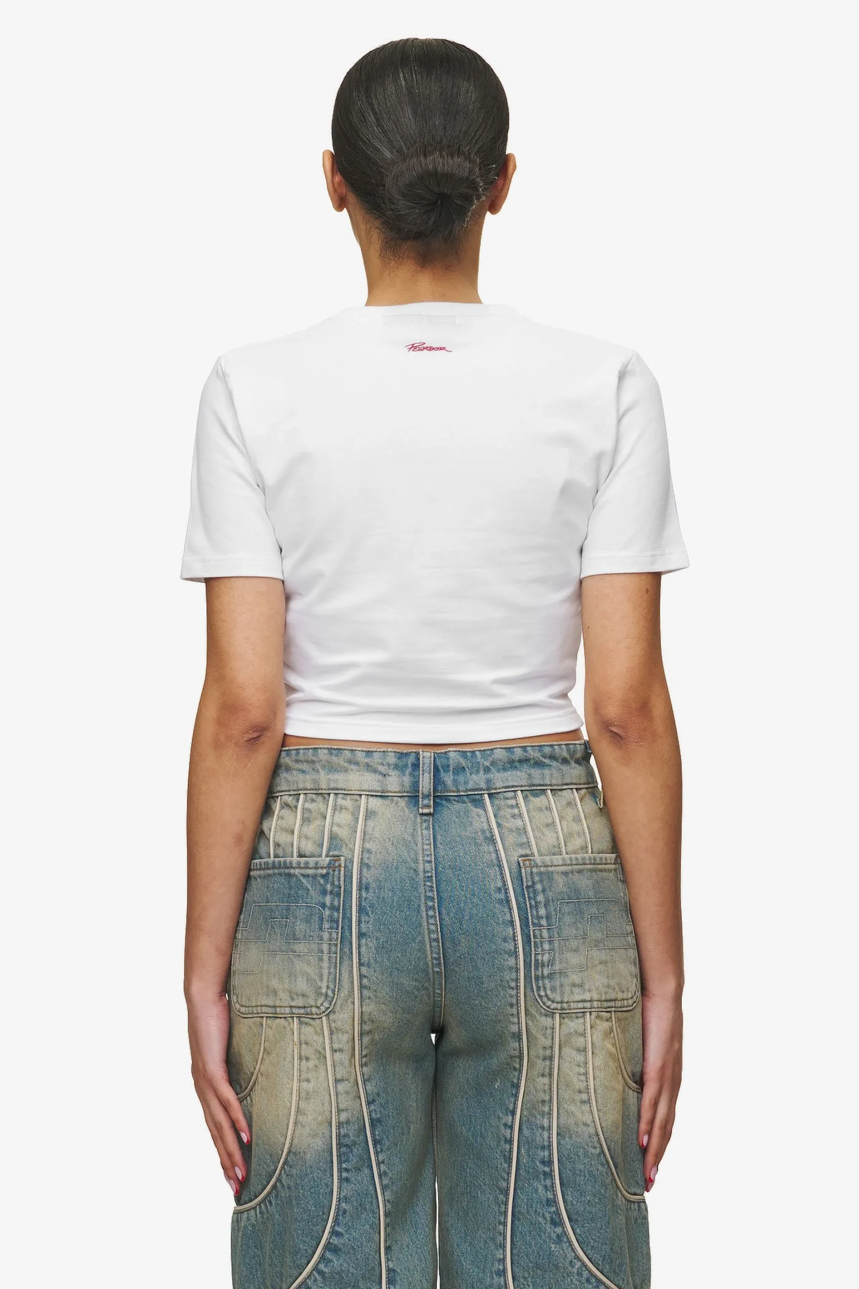Pegador Jayde Baby Tee White Red