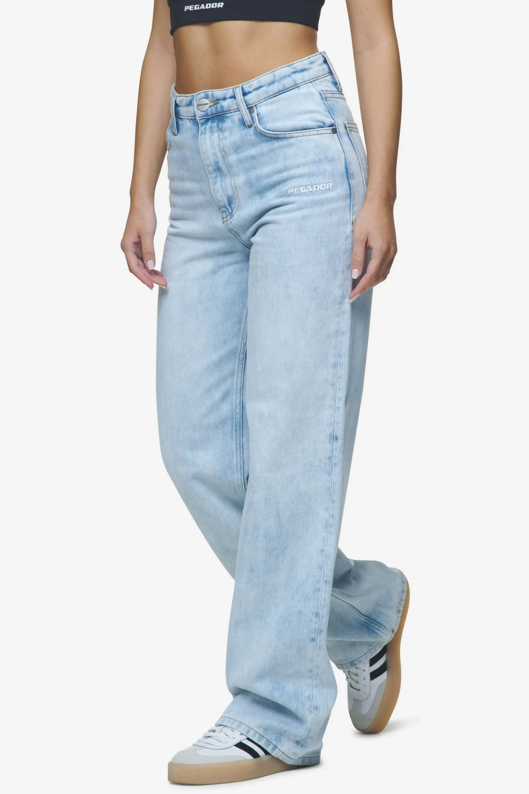 Pegador Lora Wide Leg Jeans Washed Light Blue