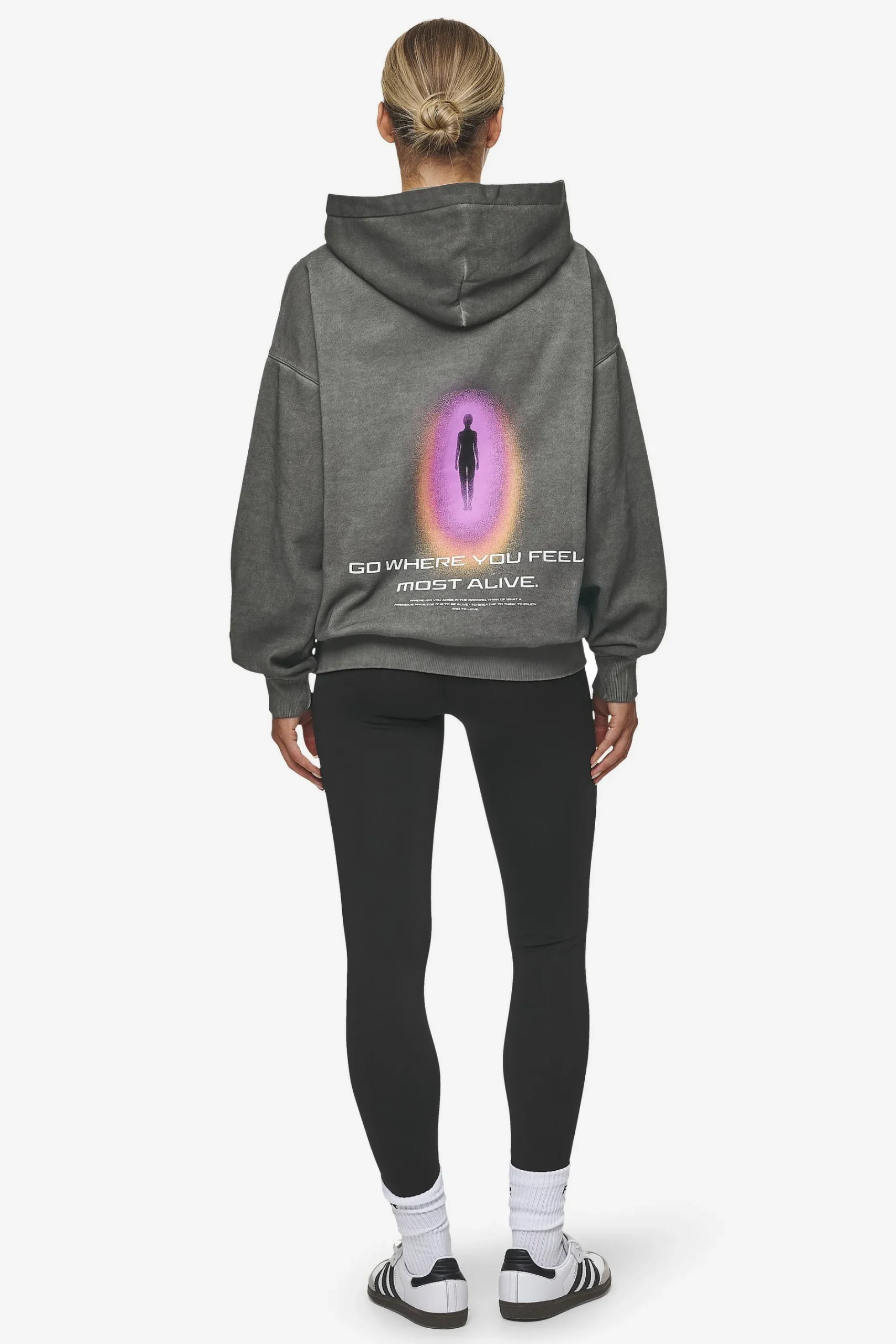 Pegador Lui Sprayed Oversized Hoodie Oil Dyed Deep Grey