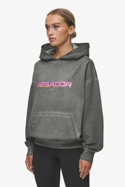 Pegador Lui Sprayed Oversized Hoodie Oil Dyed Deep Grey