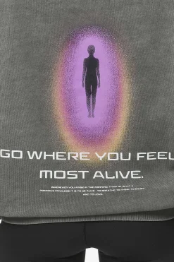 Pegador Lui Sprayed Oversized Hoodie Oil Dyed Deep Grey